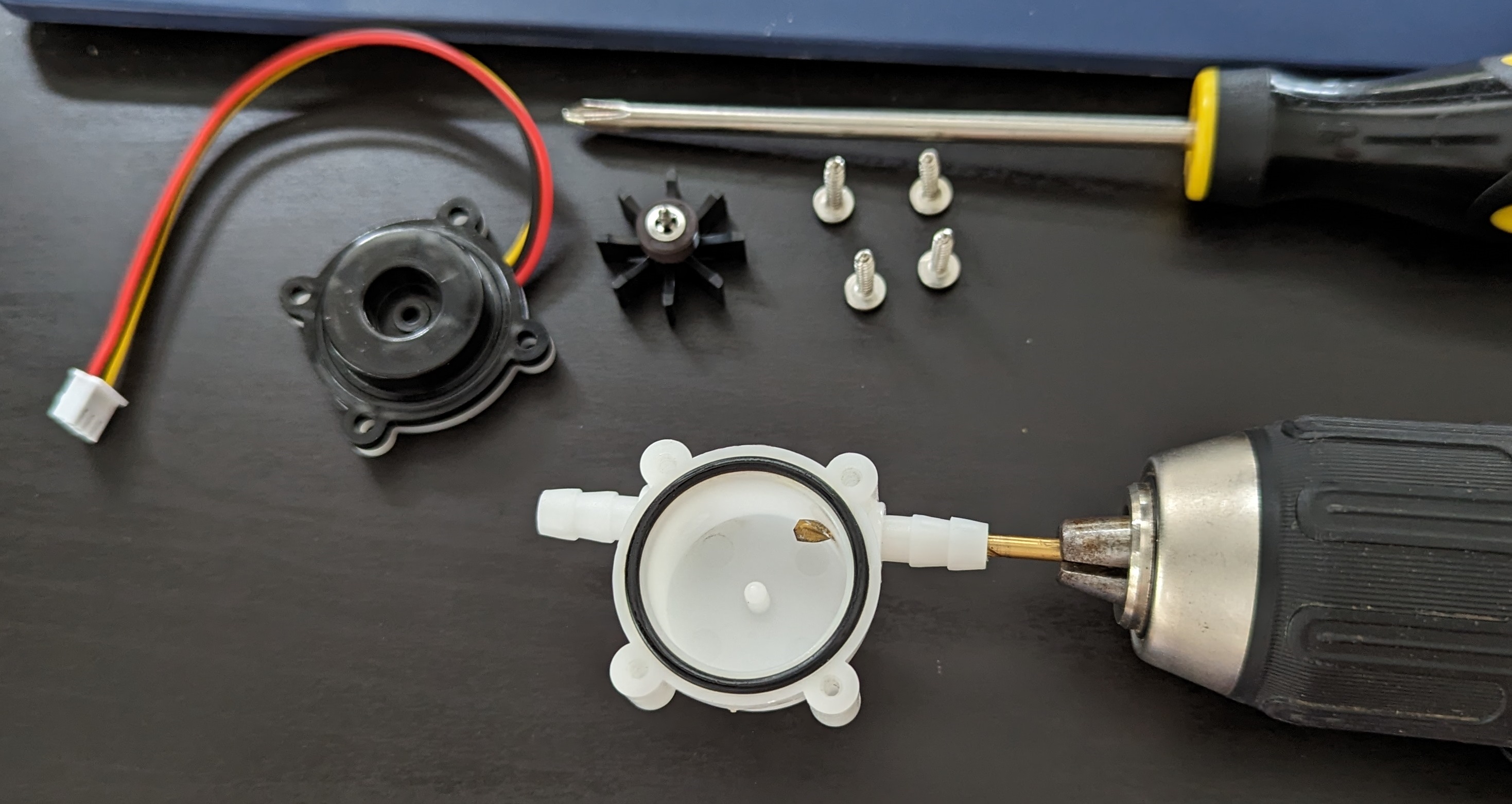 drilling out the tiny flow meter input hole