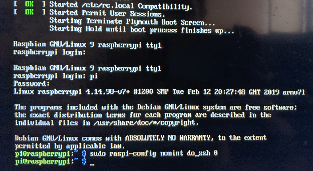 first few lines of terminal output